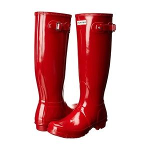 Hunter Original Tall Gloss Rain Boots in Military Red Women’s size 8 Gently Used